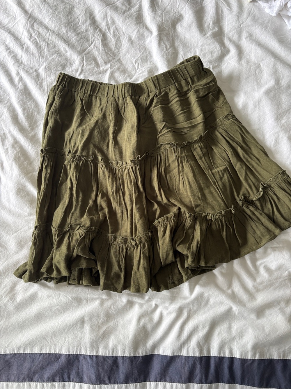 Princess Polly Olive Tiered Ruffle Mini Skirt